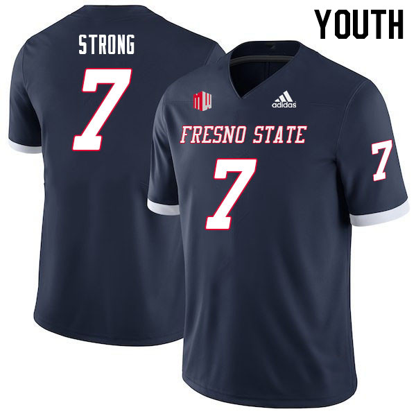 Youth #7 Reggie Strong Fresno State Bulldogs College Football Jerseys Sale-Navy - Click Image to Close